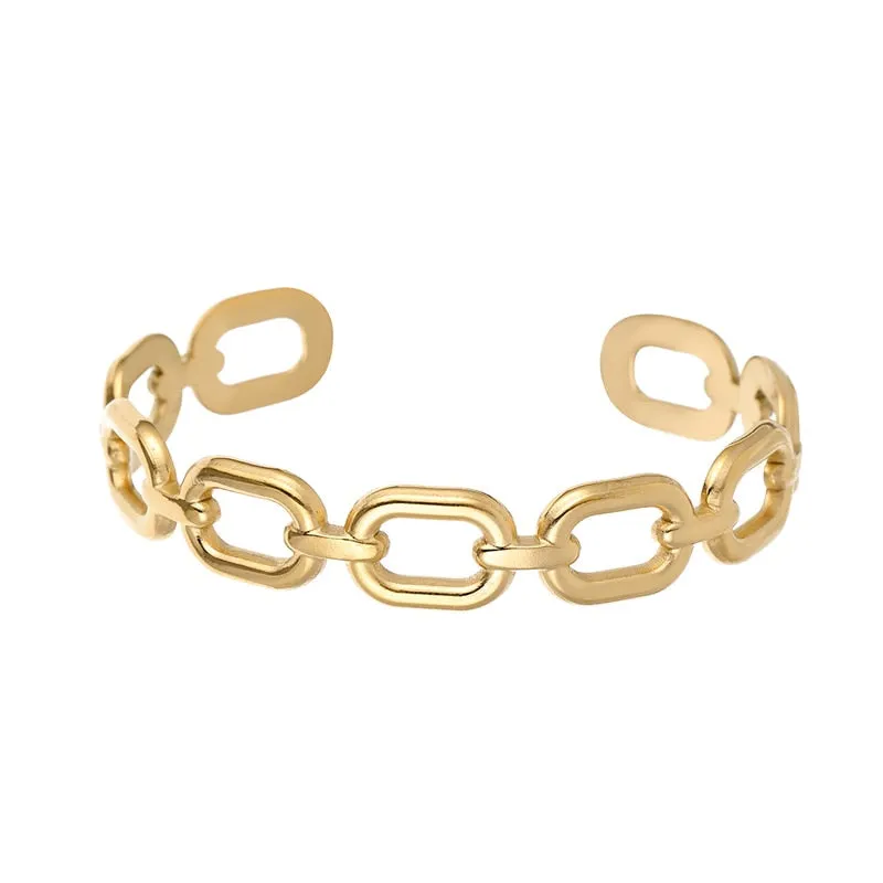 316L Stainless Steel Women Bangles Fashion Square Link Hollow Out Bangle