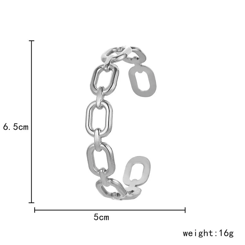 316L Stainless Steel Women Bangles Fashion Square Link Hollow Out Bangle