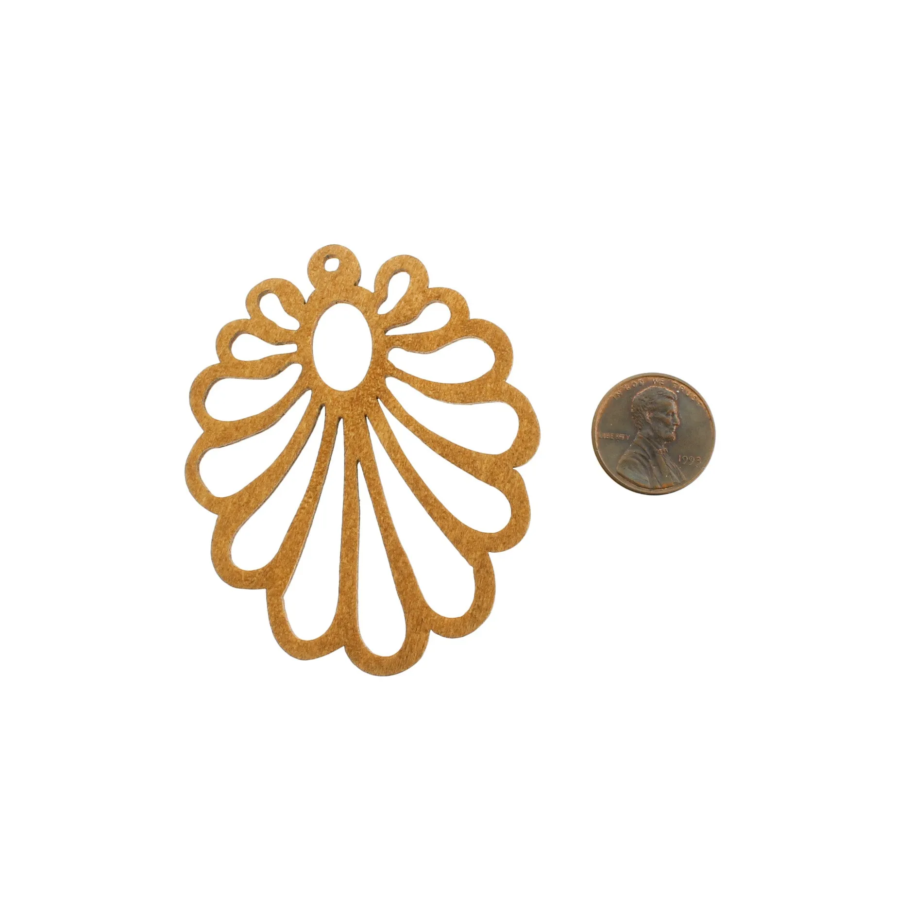 4 Geometric Leaf Natural Wood Charms 2 Sided - WP346