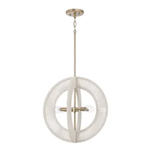 4-Light Orb Pendant in Matte Brass with Bleached Natural Rope