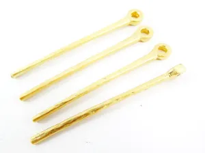 4 Long Simple Plain Rod Bar Charm Pendant - 22k Matte Gold Plated