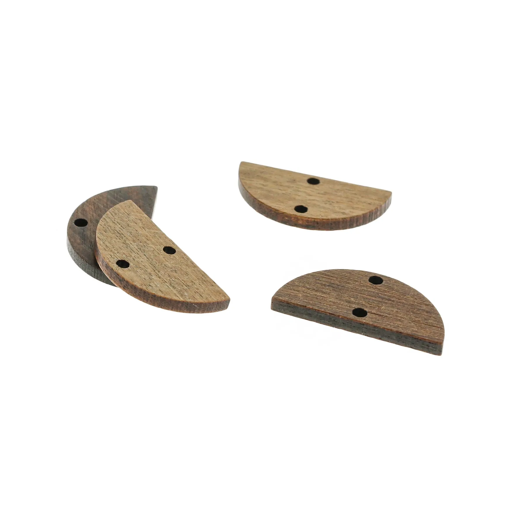4 Semi Circle Natural Wood Connector Charms - WP215