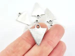 8 Small Triangle Minimalist Geometric Pendants - Type 2 -  Matte Antique Silver Plated