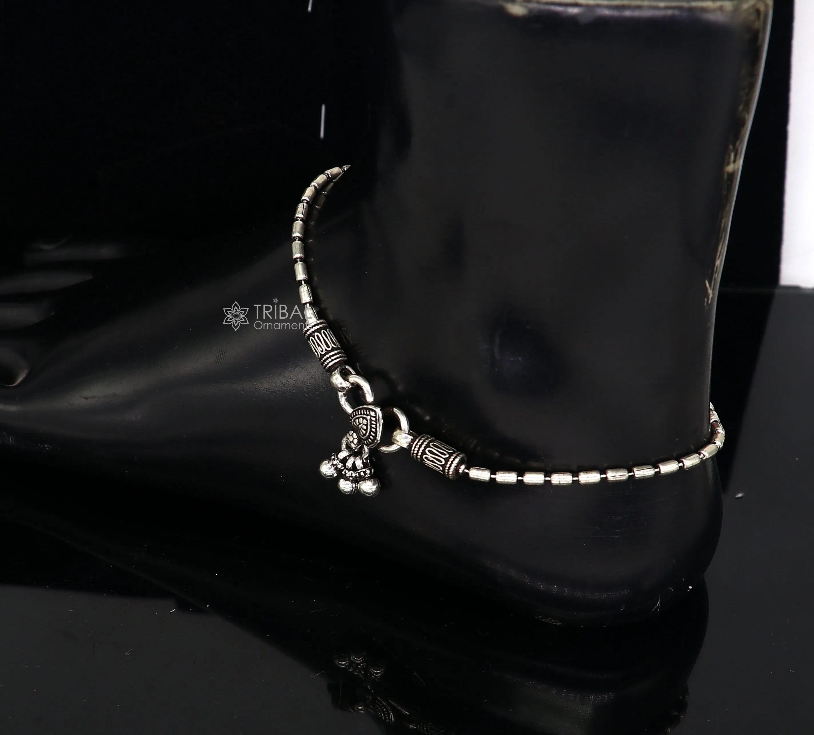 925 sterling silver beaded/ball chain anklet bracelet amazing light weight functional fancy anklets belly dance silver jewelry ank584