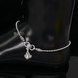 925 sterling silver beaded/ball chain anklet bracelet amazing light weight functional fancy anklets belly dance silver jewelry ank585