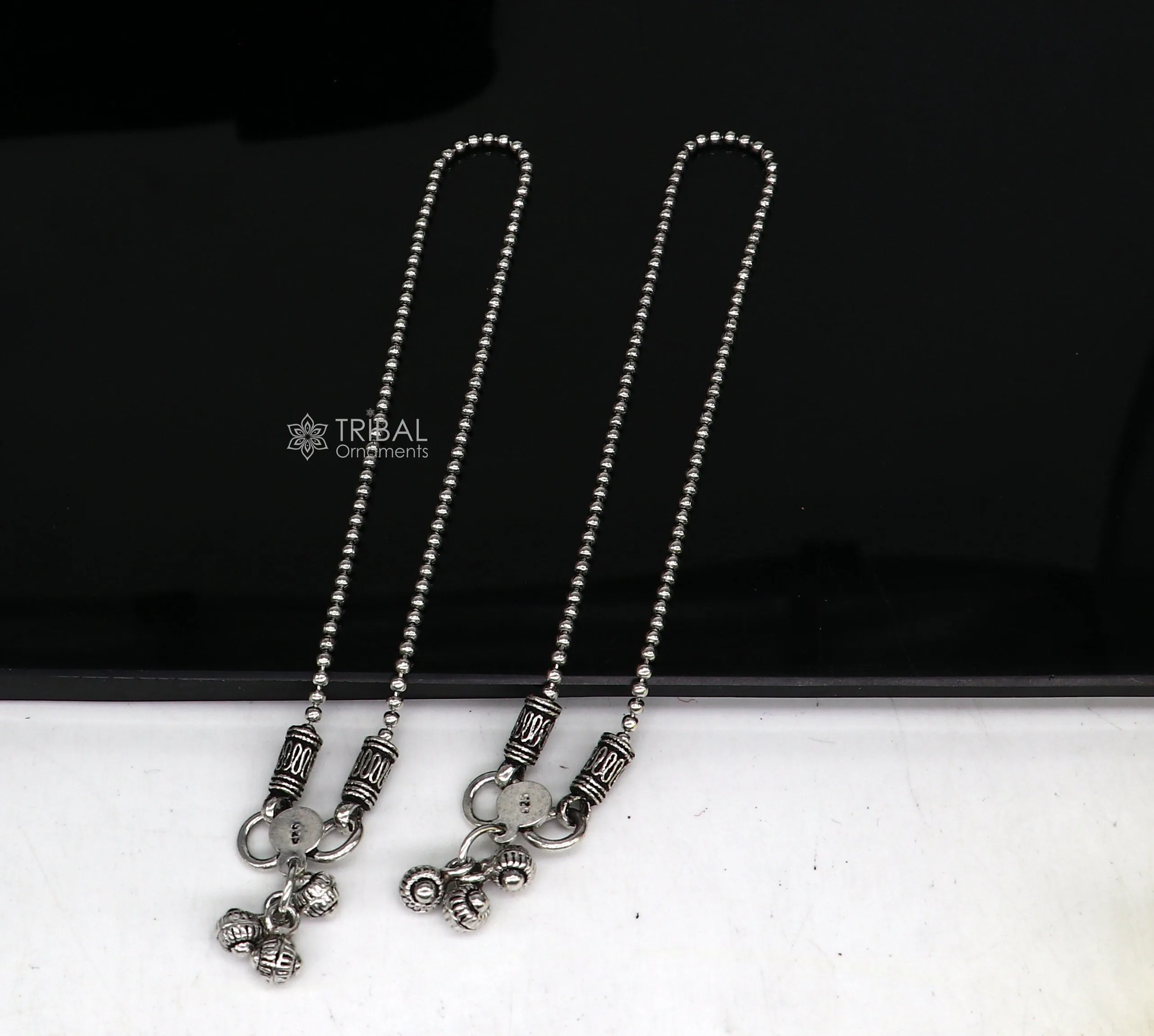 925 sterling silver beaded/ball chain anklet bracelet amazing light weight functional fancy anklets belly dance silver jewelry ank585