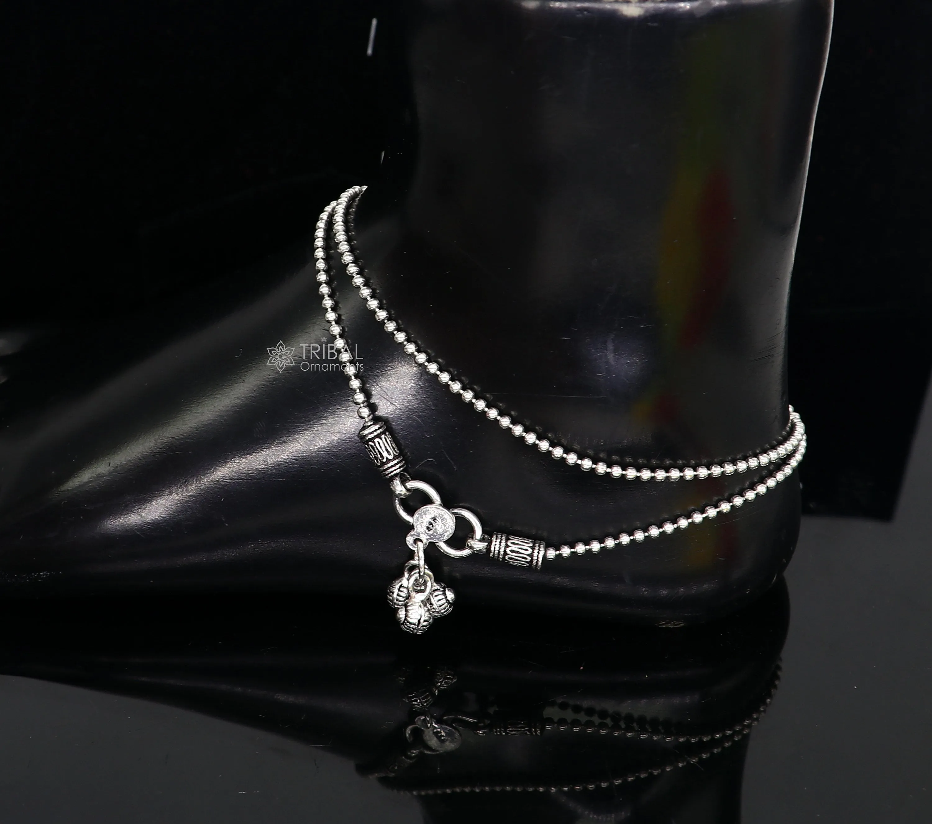 925 sterling silver beaded/ball chain anklet bracelet amazing light weight functional fancy anklets belly dance silver jewelry ank585