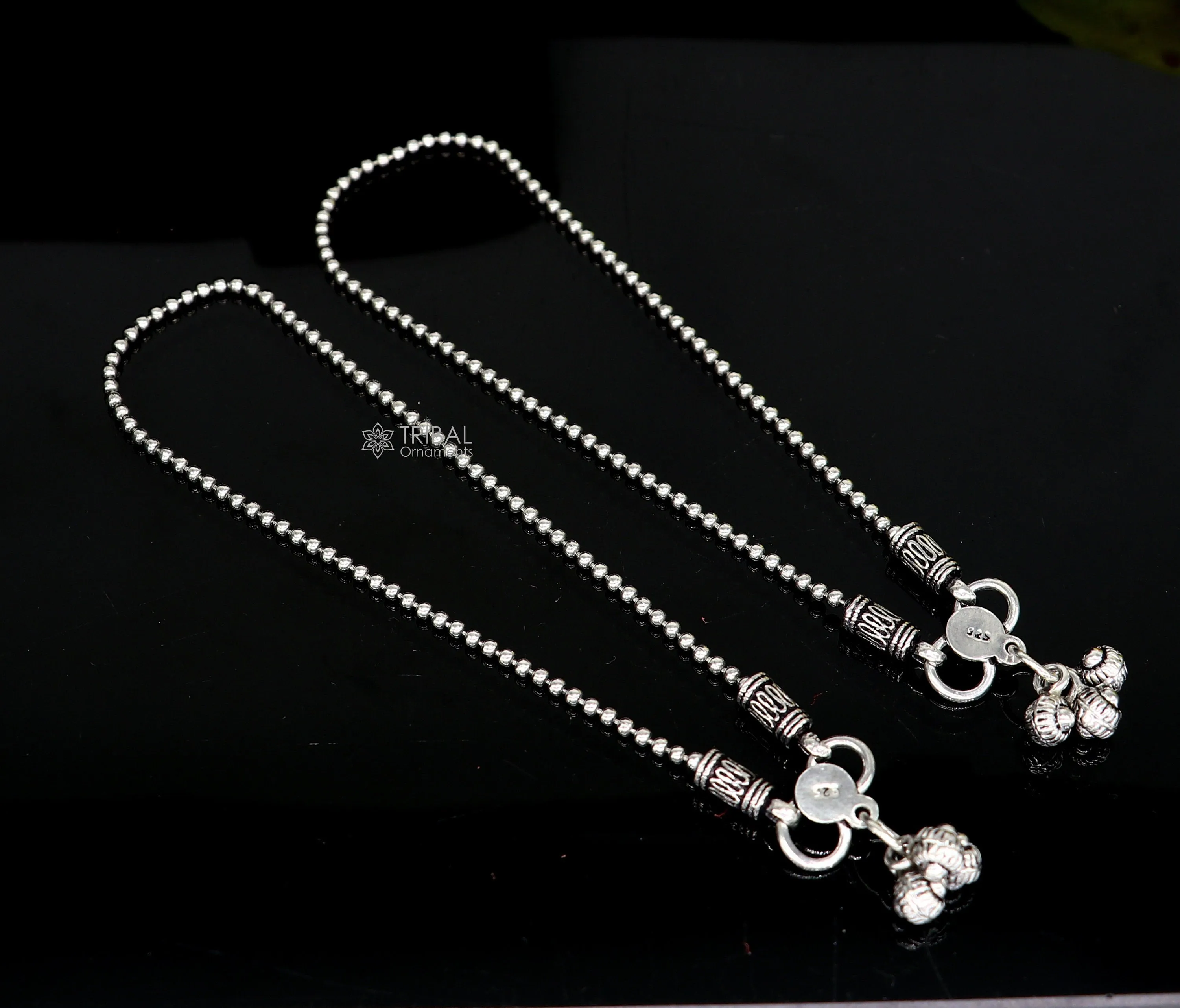 925 sterling silver beaded/ball chain anklet bracelet amazing light weight functional fancy anklets belly dance silver jewelry ank585
