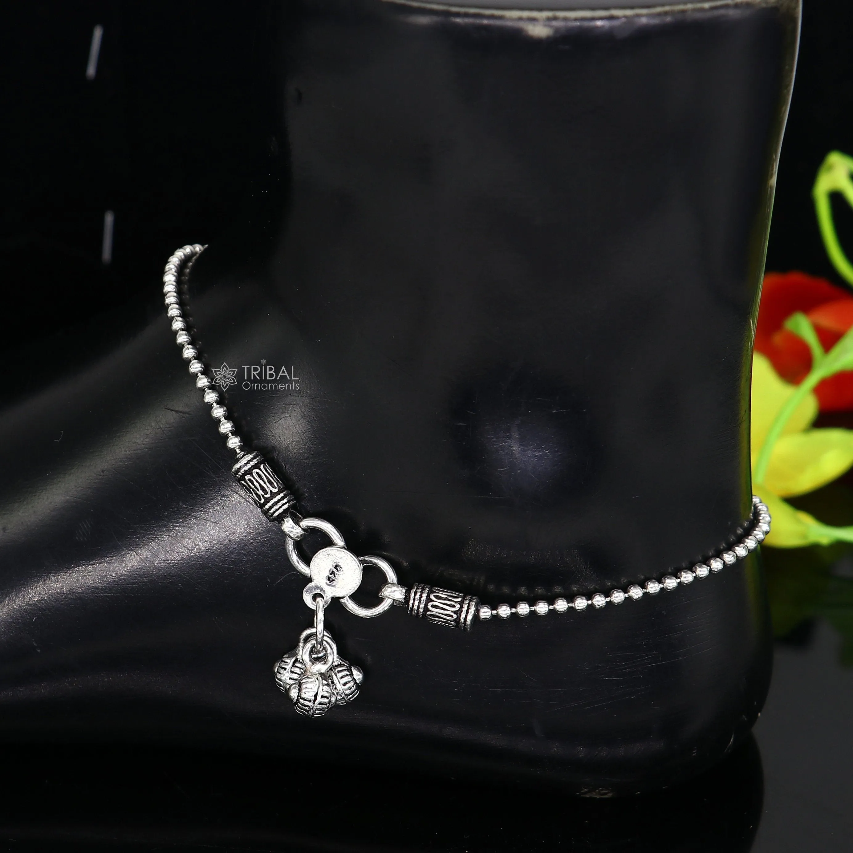 925 sterling silver beaded/ball chain anklet bracelet amazing light weight functional fancy anklets belly dance silver jewelry ank585