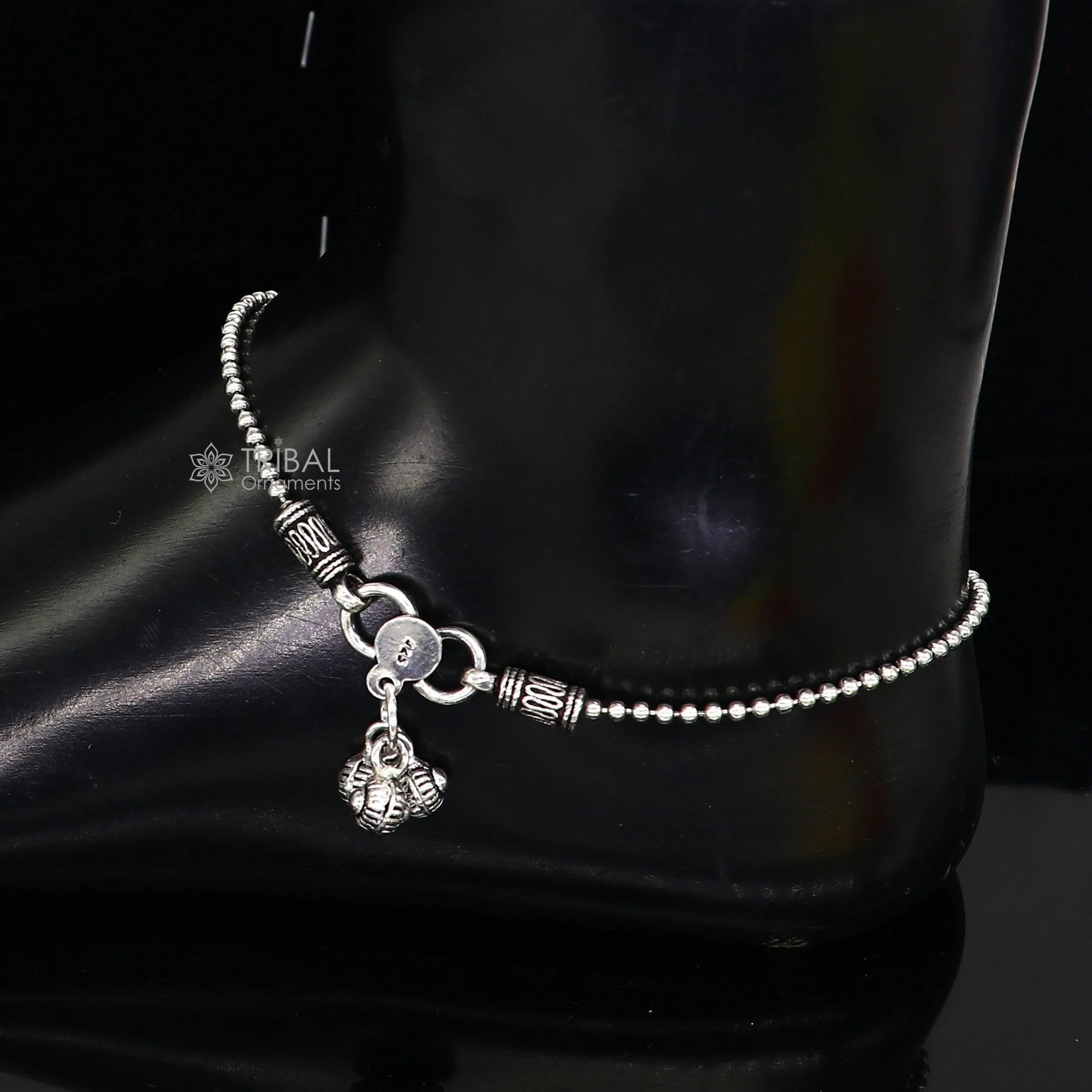 925 sterling silver beaded/ball chain anklet bracelet amazing light weight functional fancy anklets belly dance silver jewelry ank585