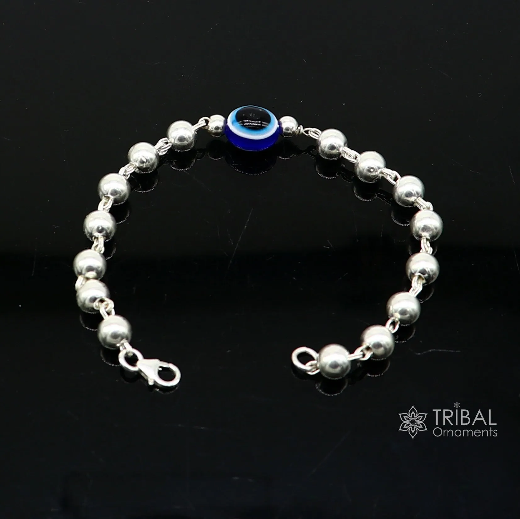 925 sterling silver handmade silver beaded evil eye bracelet, amazing stylish unisex cultural trendy bracelet all sizes jewelry sbr467