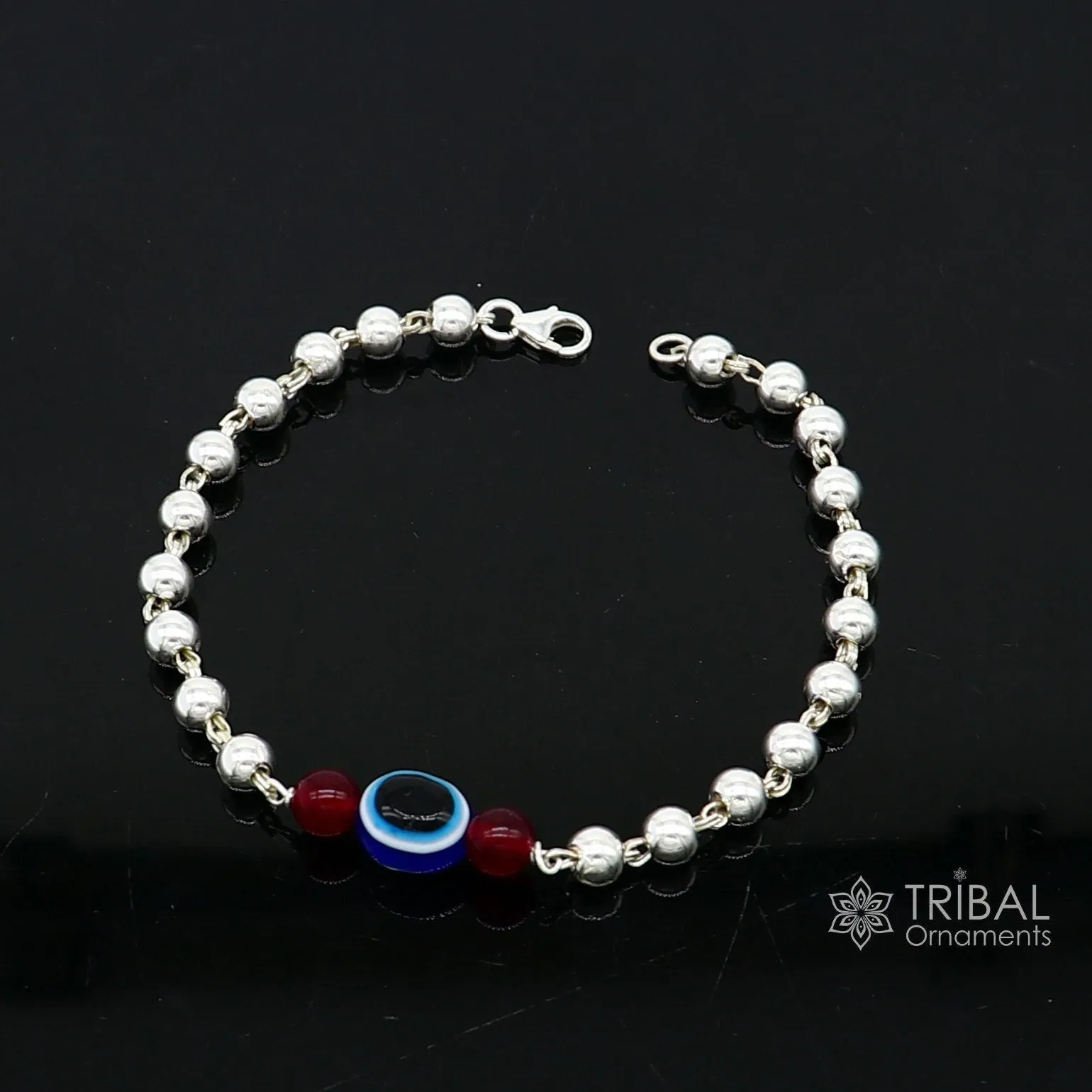 925 sterling silver handmade silver beaded evil eye bracelet, amazing stylish unisex cultural trendy bracelet all sizes jewelry sbr469