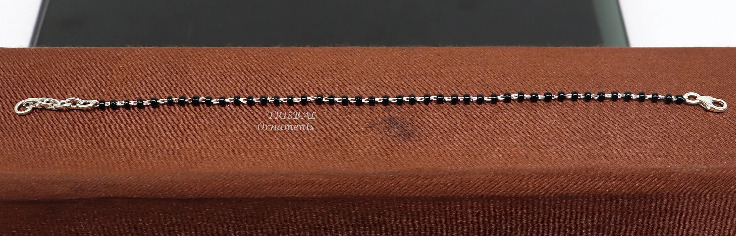 925 sterling silver modern cultural black beaded all sizes girls bracelet Combo use bracelet or anklets, best Mangalsutra bracelet sbr459
