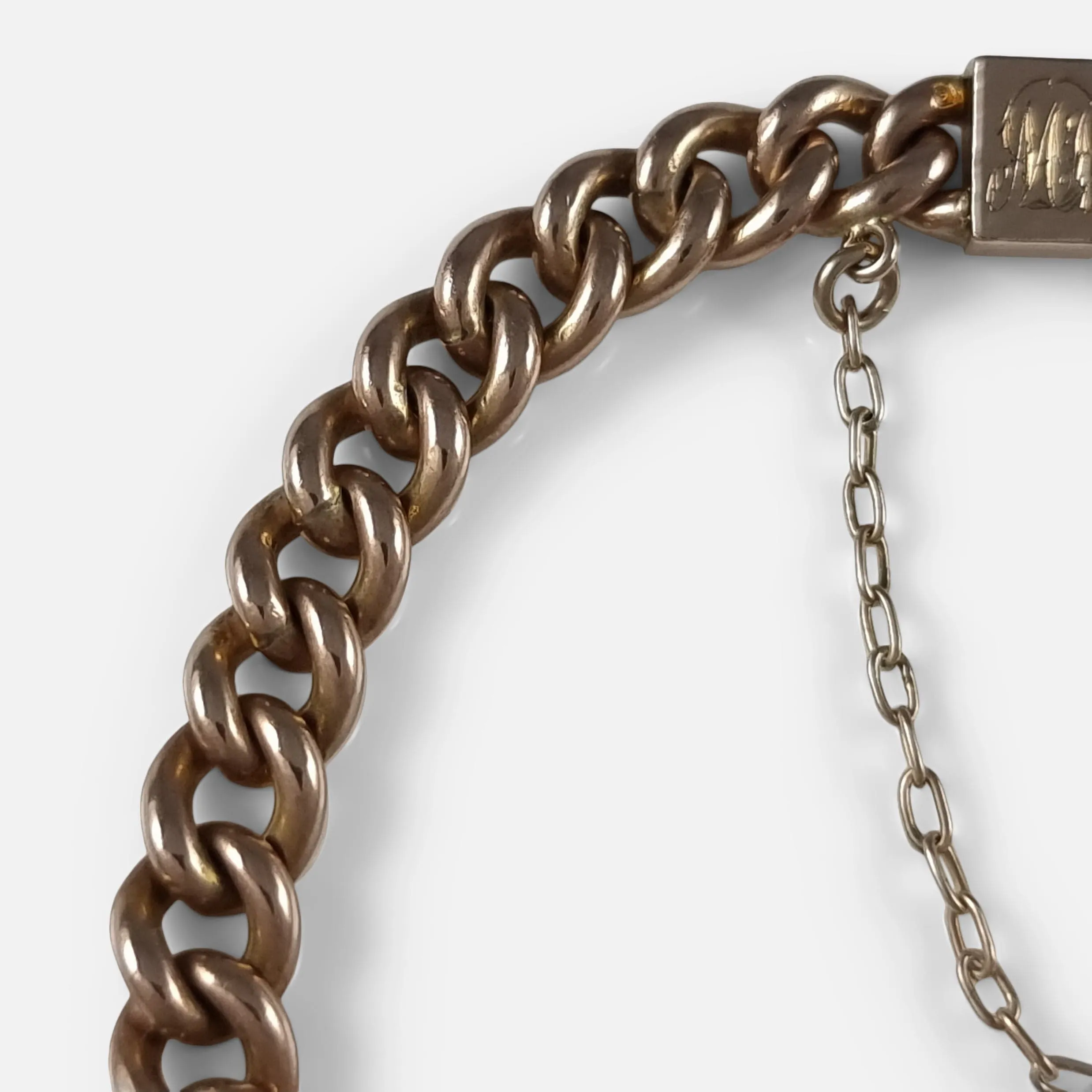 9ct Rose Gold Curb Link Bracelet - Circa 1910