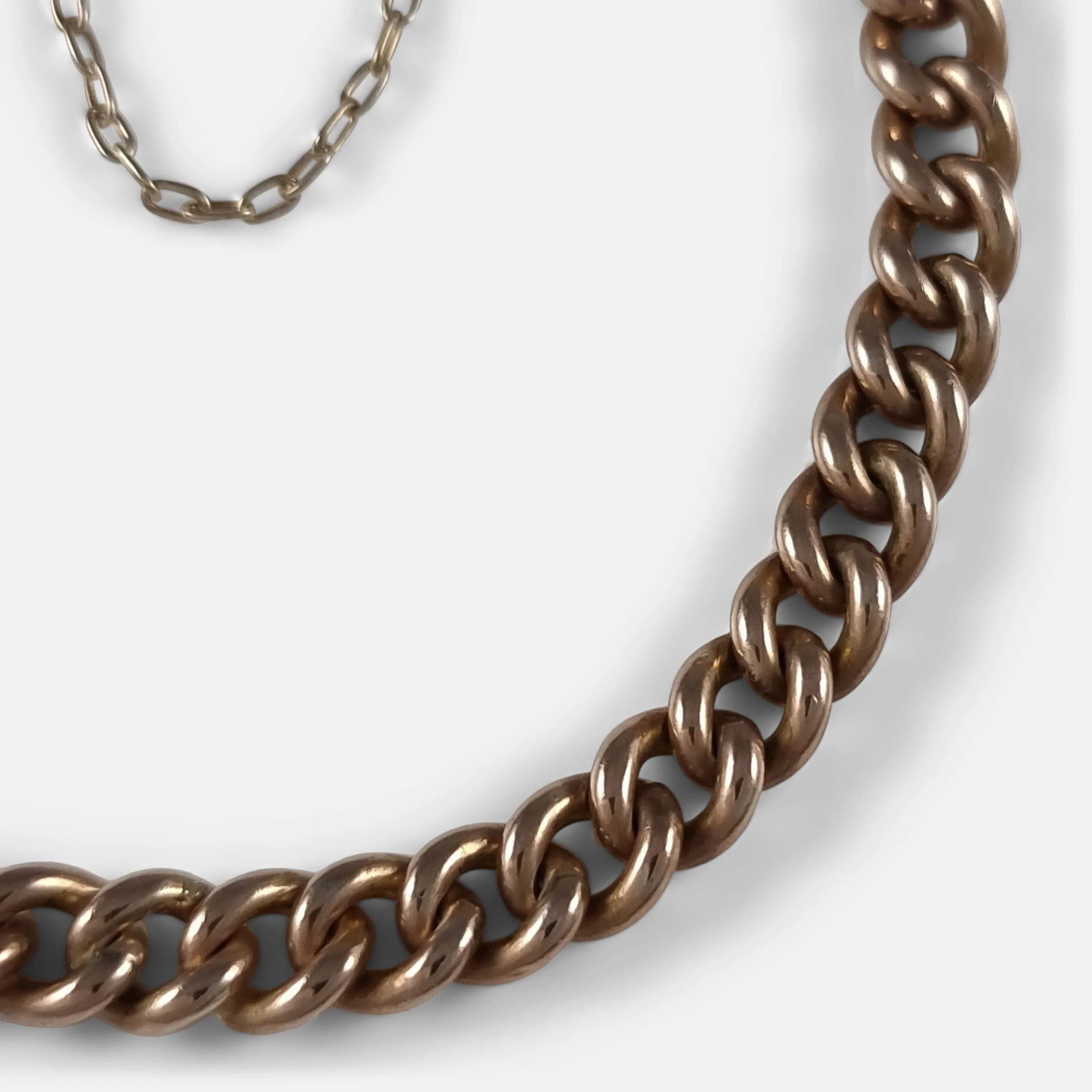 9ct Rose Gold Curb Link Bracelet - Circa 1910
