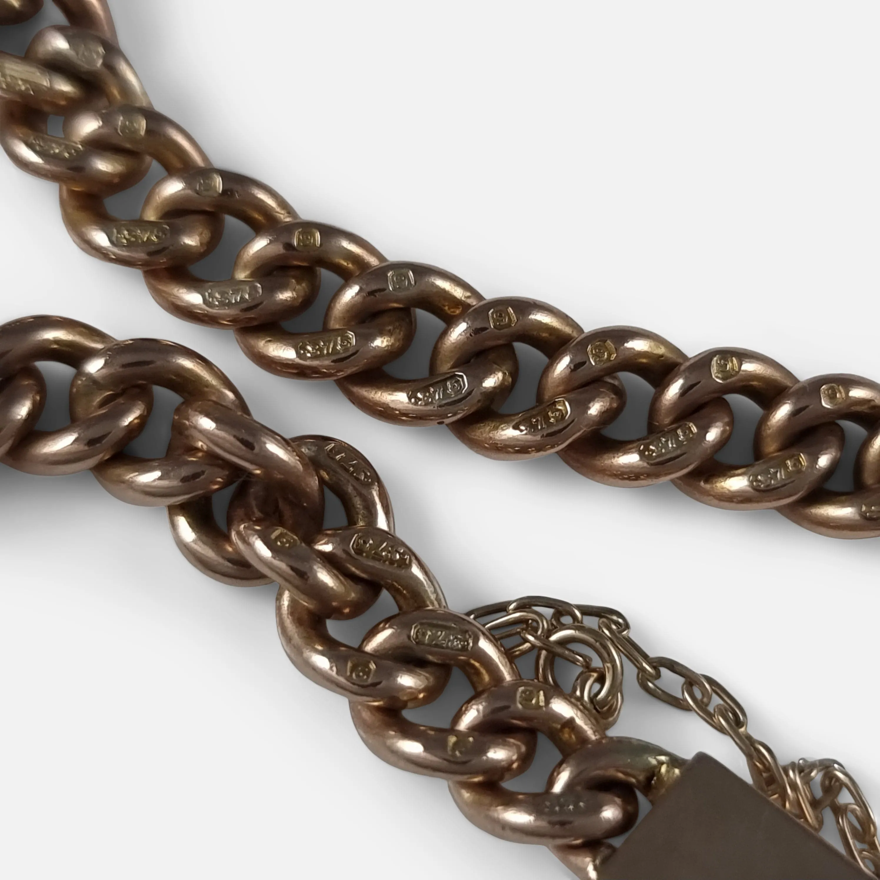 9ct Rose Gold Curb Link Bracelet - Circa 1910