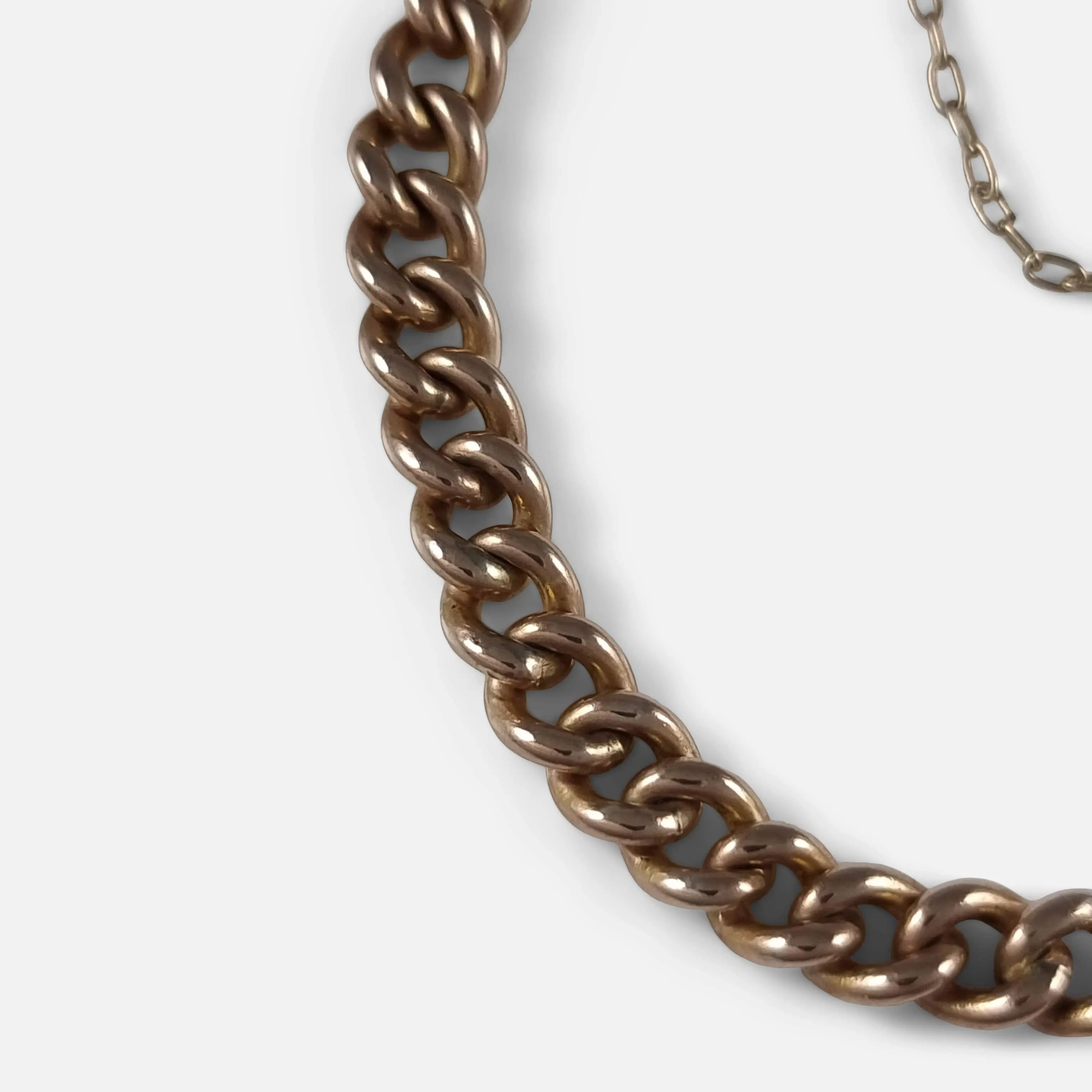 9ct Rose Gold Curb Link Bracelet - Circa 1910