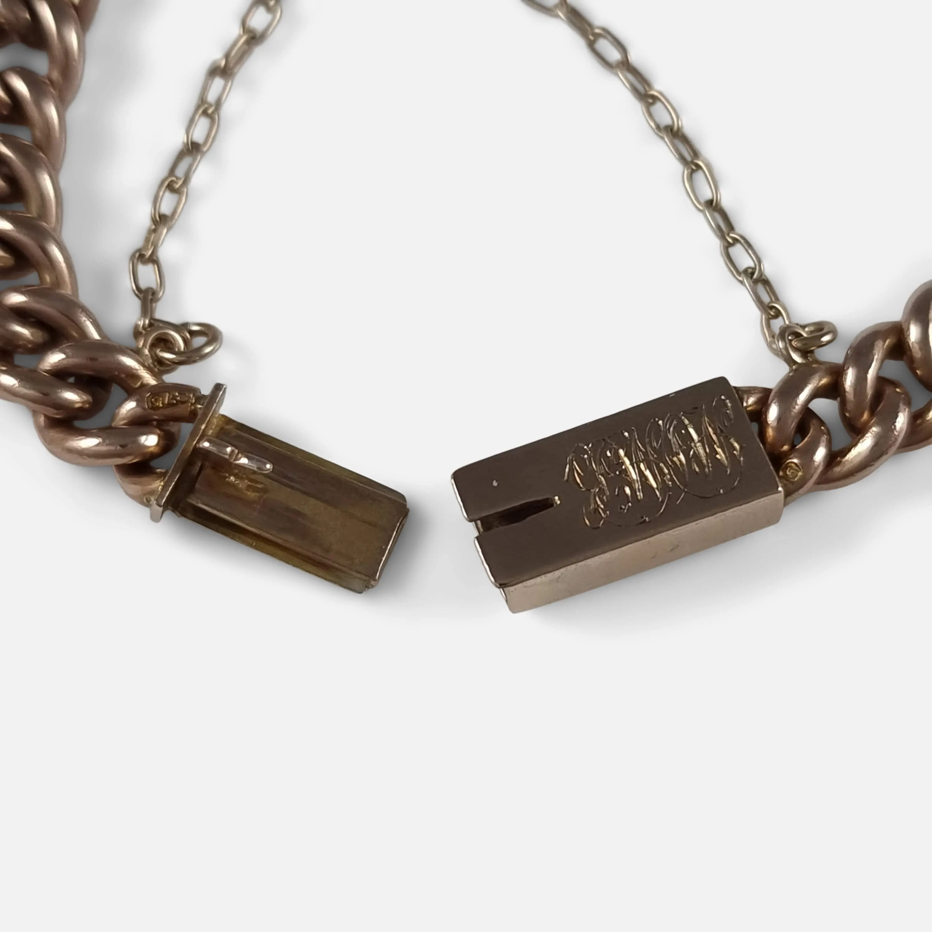 9ct Rose Gold Curb Link Bracelet - Circa 1910