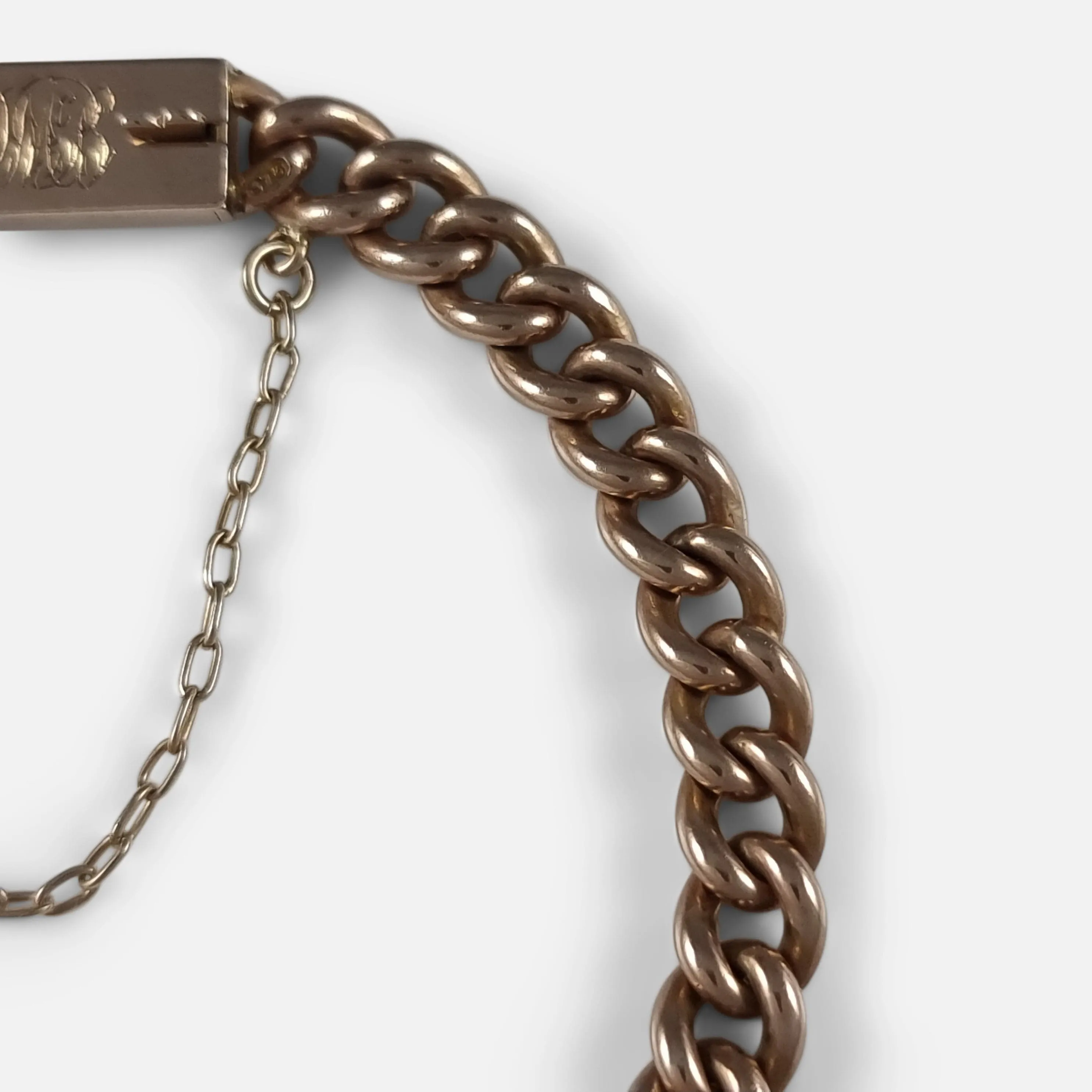 9ct Rose Gold Curb Link Bracelet - Circa 1910