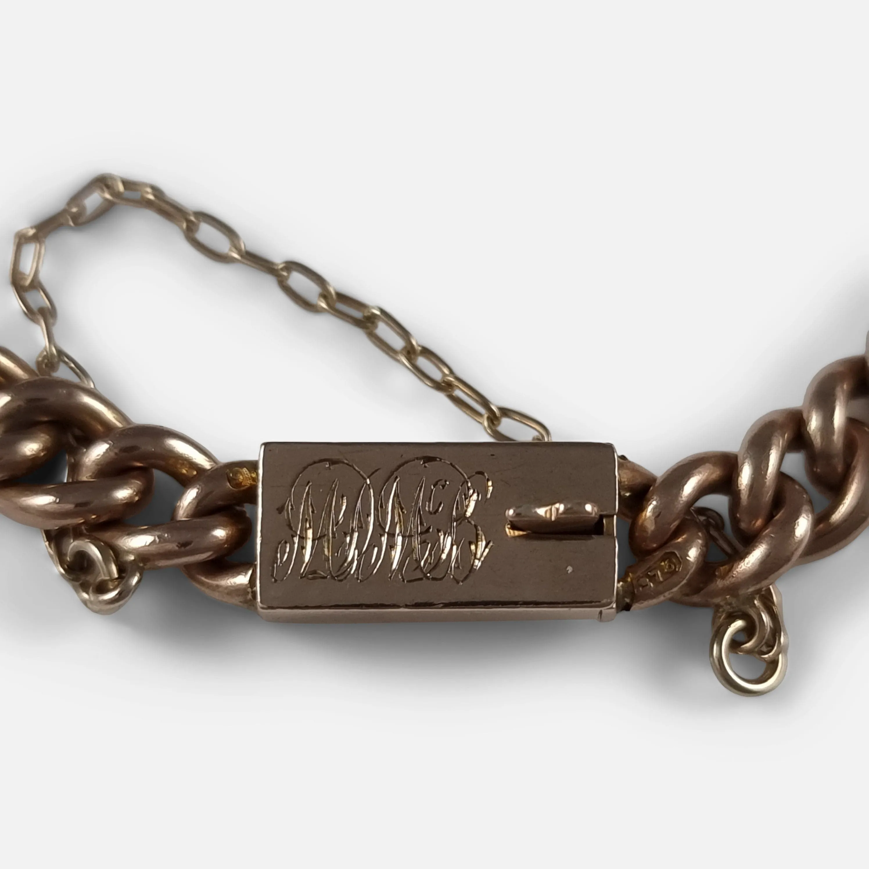 9ct Rose Gold Curb Link Bracelet - Circa 1910