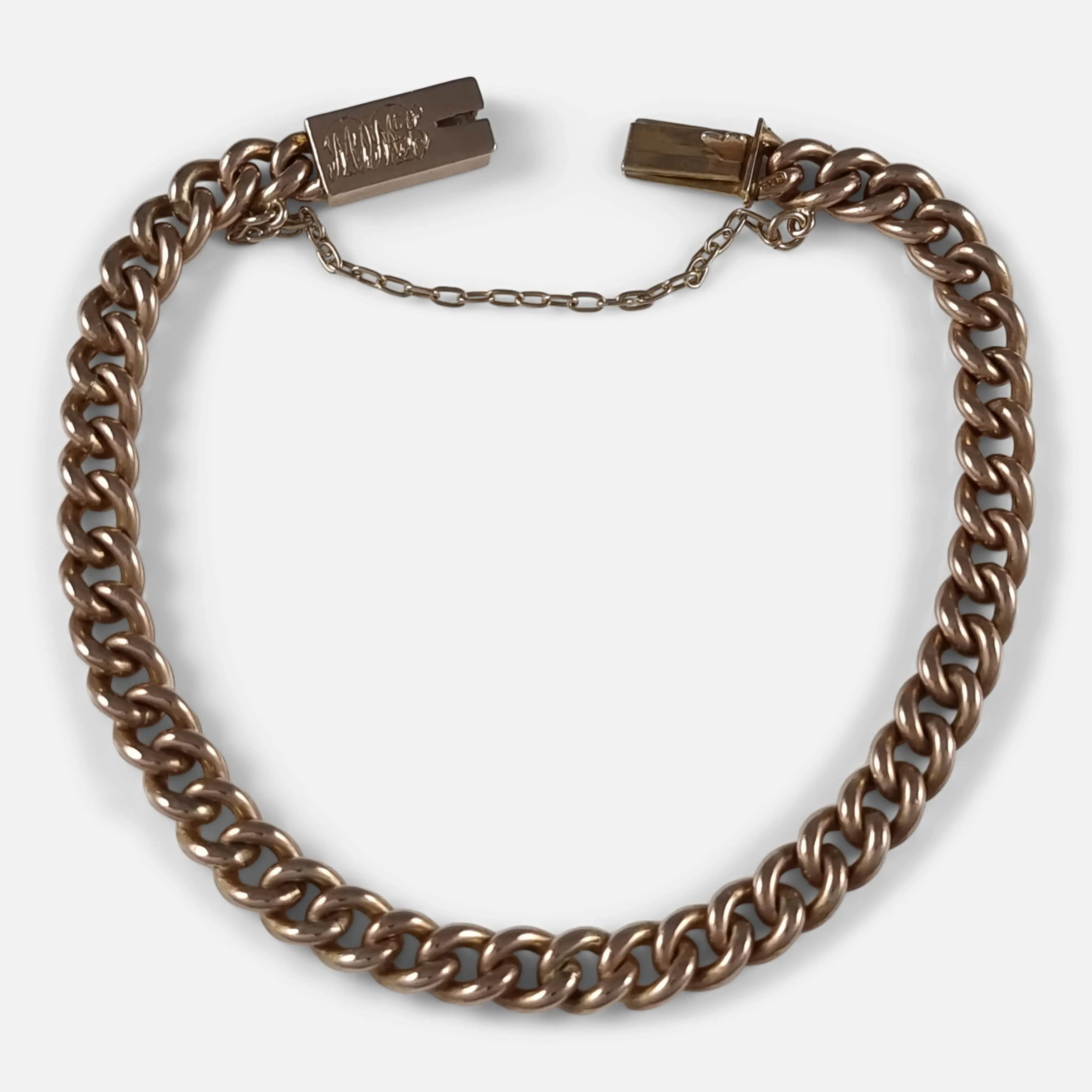 9ct Rose Gold Curb Link Bracelet - Circa 1910