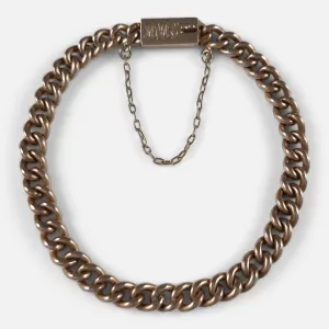 9ct Rose Gold Curb Link Bracelet - Circa 1910