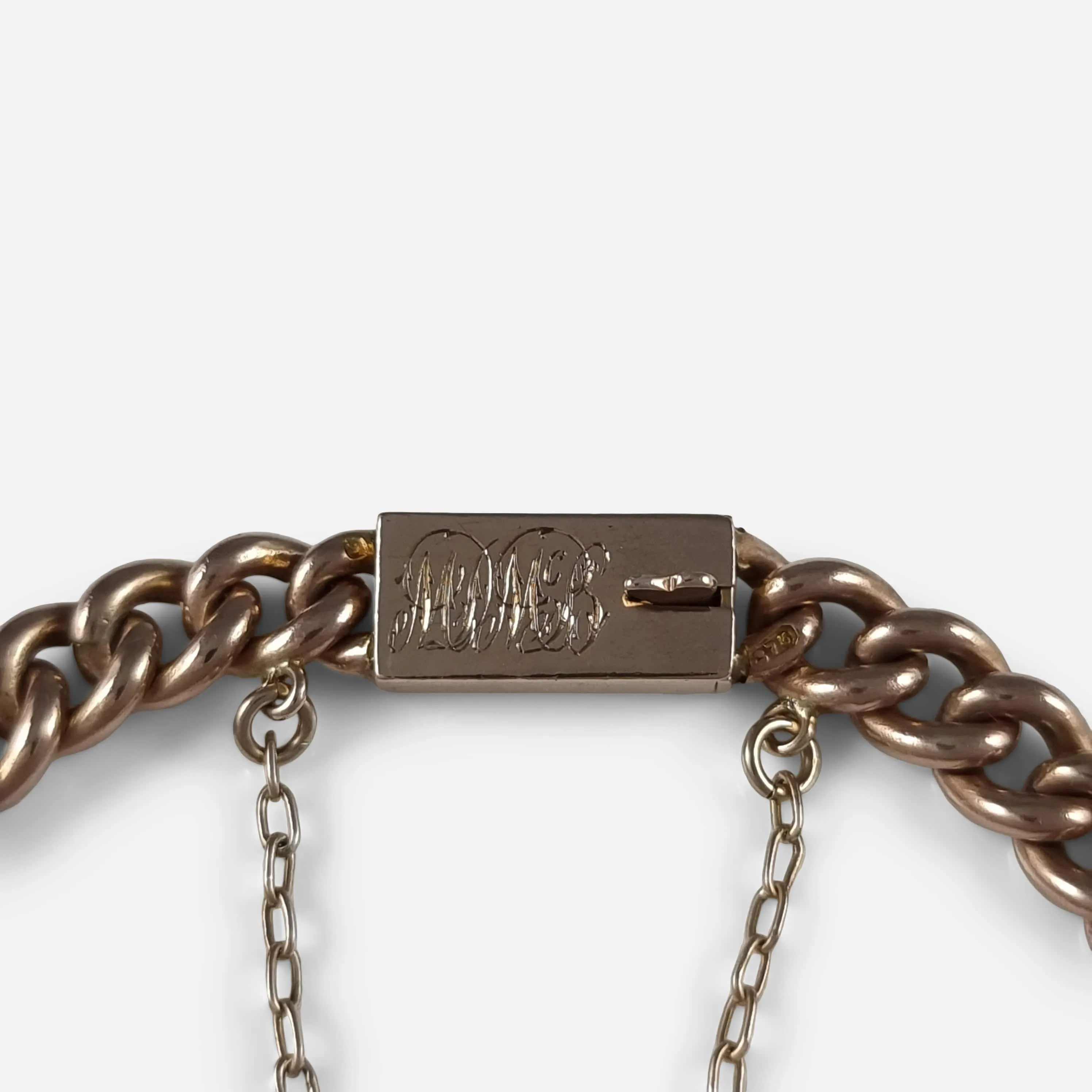 9ct Rose Gold Curb Link Bracelet - Circa 1910