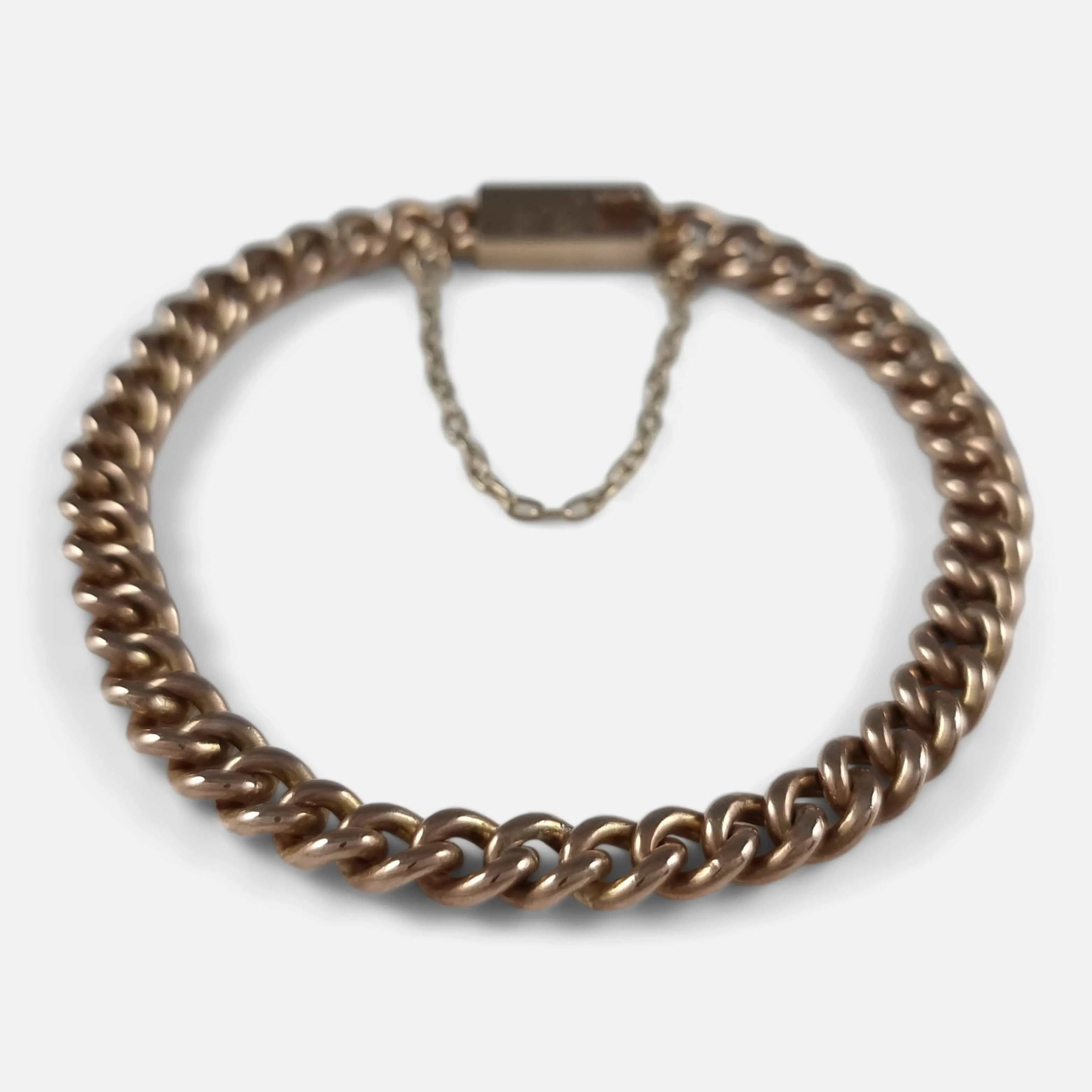 9ct Rose Gold Curb Link Bracelet - Circa 1910