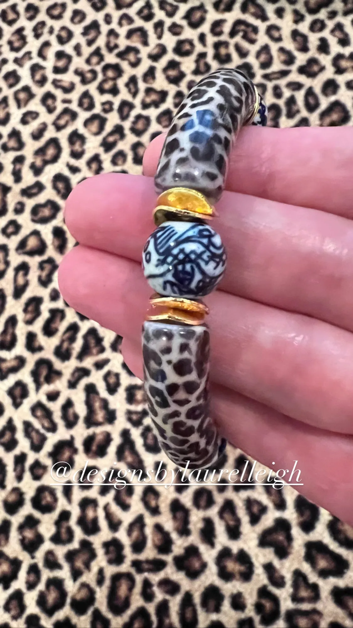 Acrylic Chinoiserie Leopard Bracelet