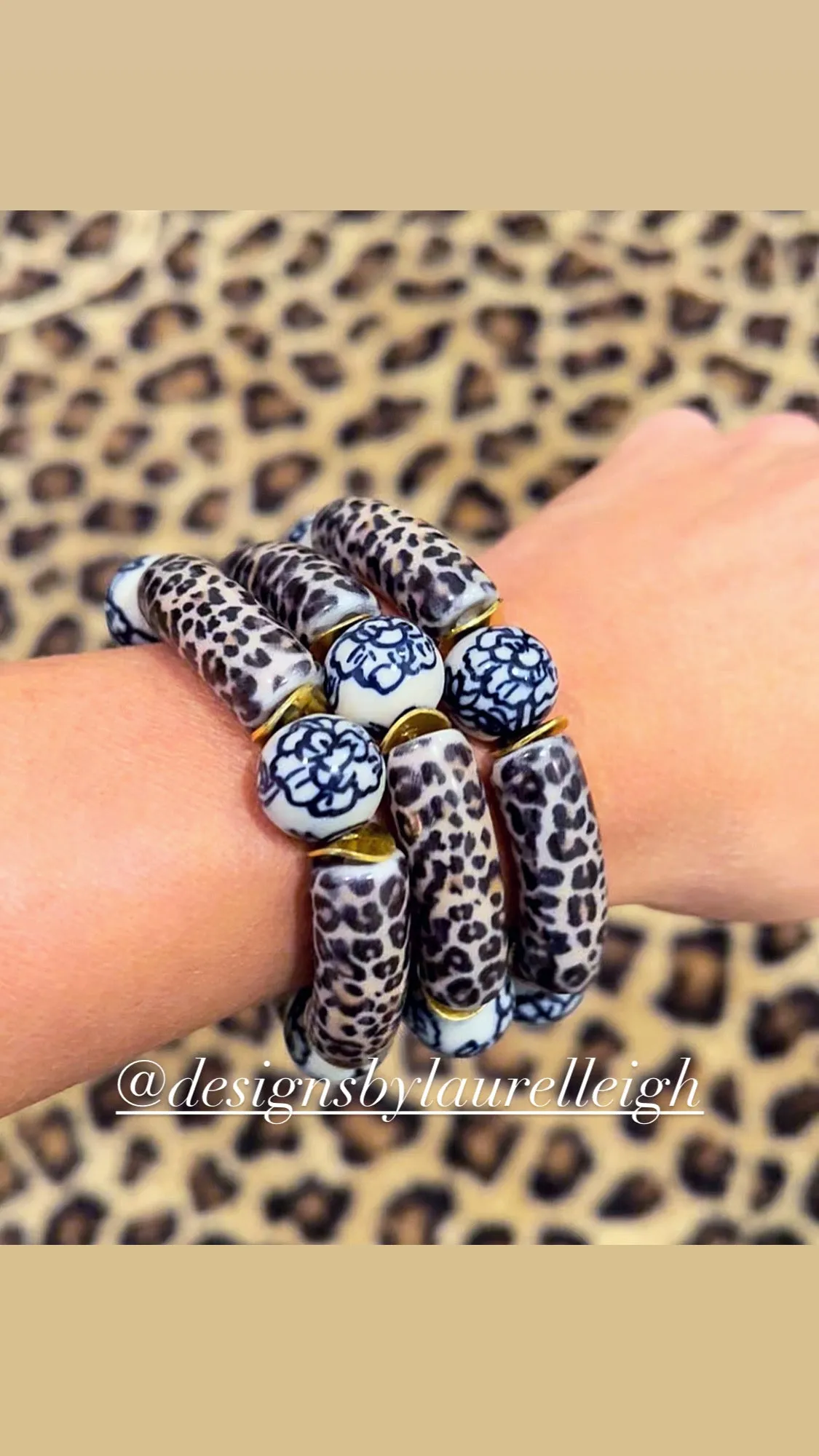 Acrylic Chinoiserie Leopard Bracelet