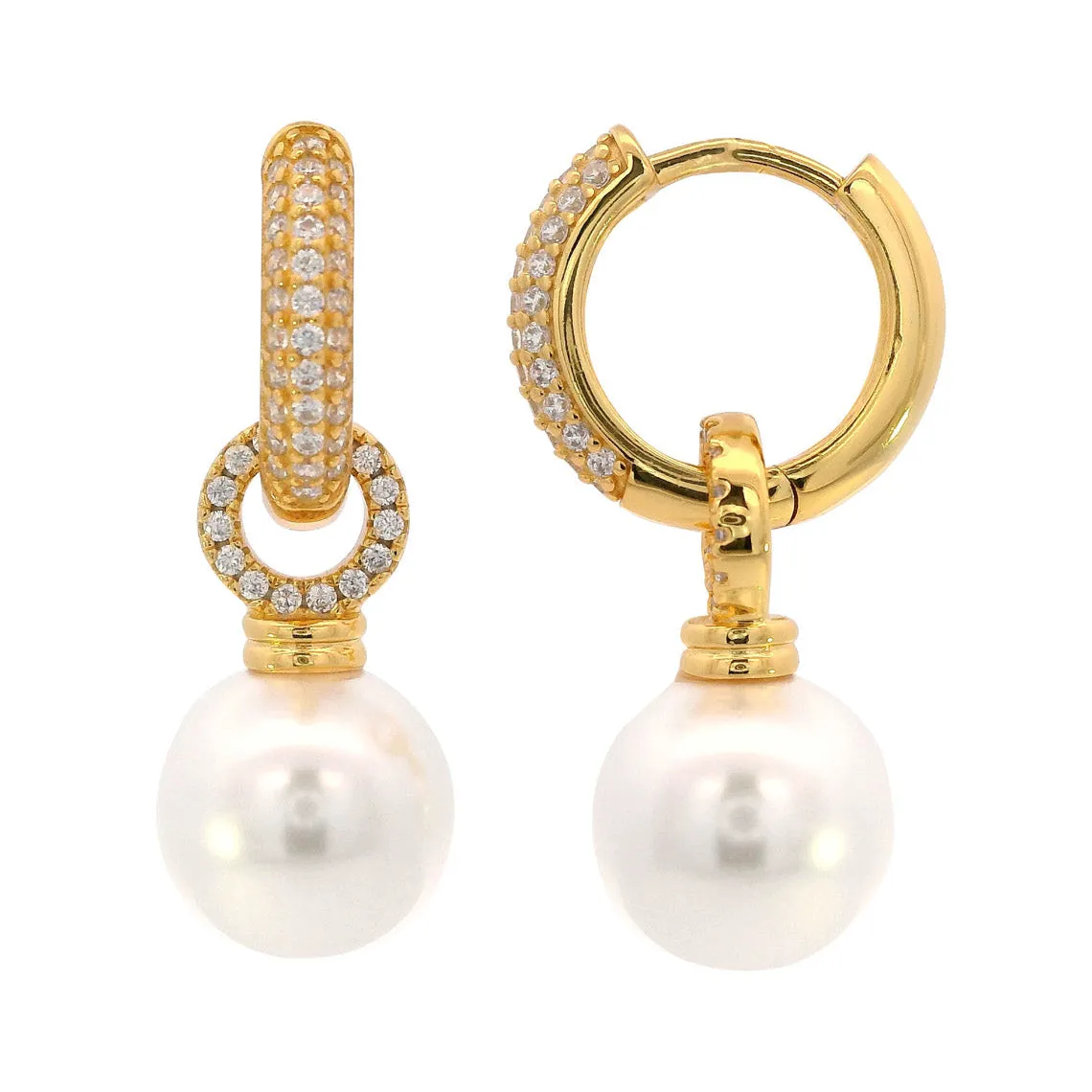 Adagio Duo Hoop Pearl Earring Gold