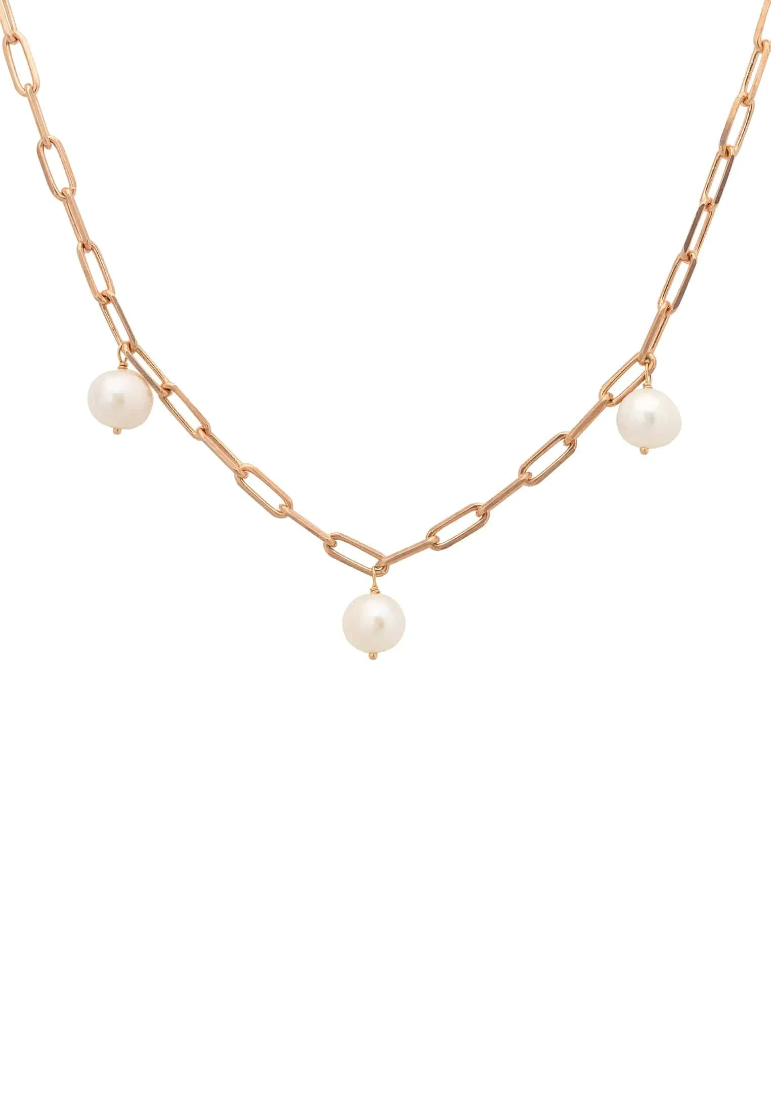 Amelia Three Pearl Necklace Rosegold