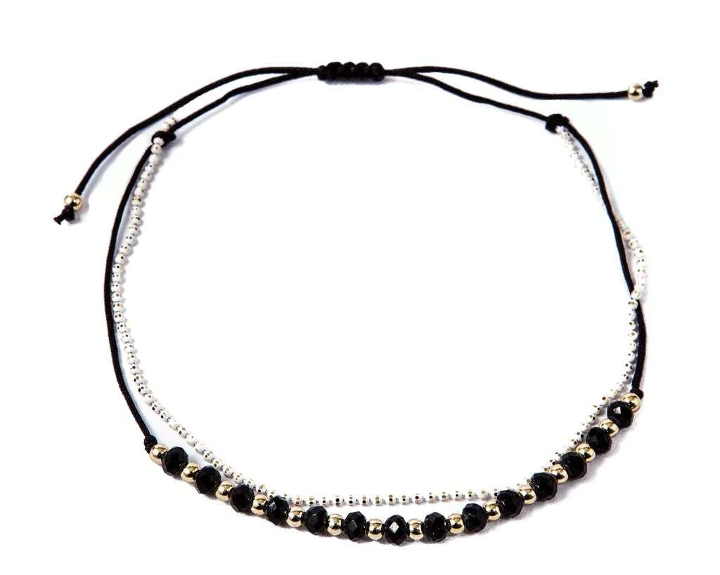 Anklet  - Black Briolette Double Cord