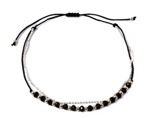 Anklet  - Black Briolette Double Cord