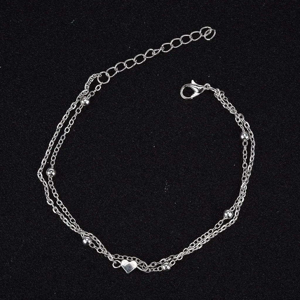 Anklets Women Heart Silver Color Ankle Bracelet