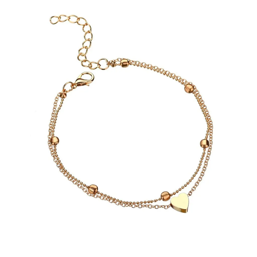 Anklets Women Heart Silver Color Ankle Bracelet
