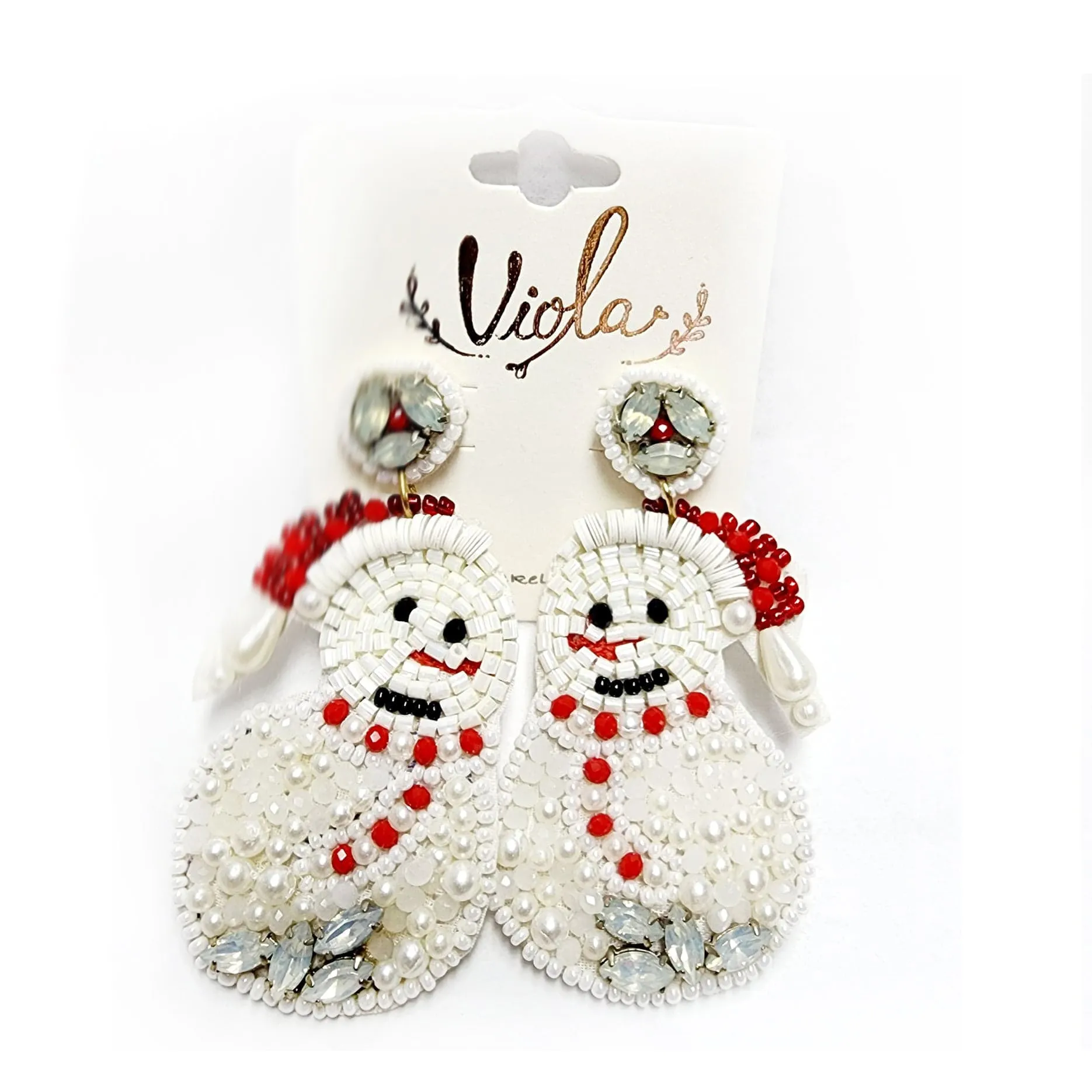 Assorted Hand Beaded Christmas Earrings - Post
