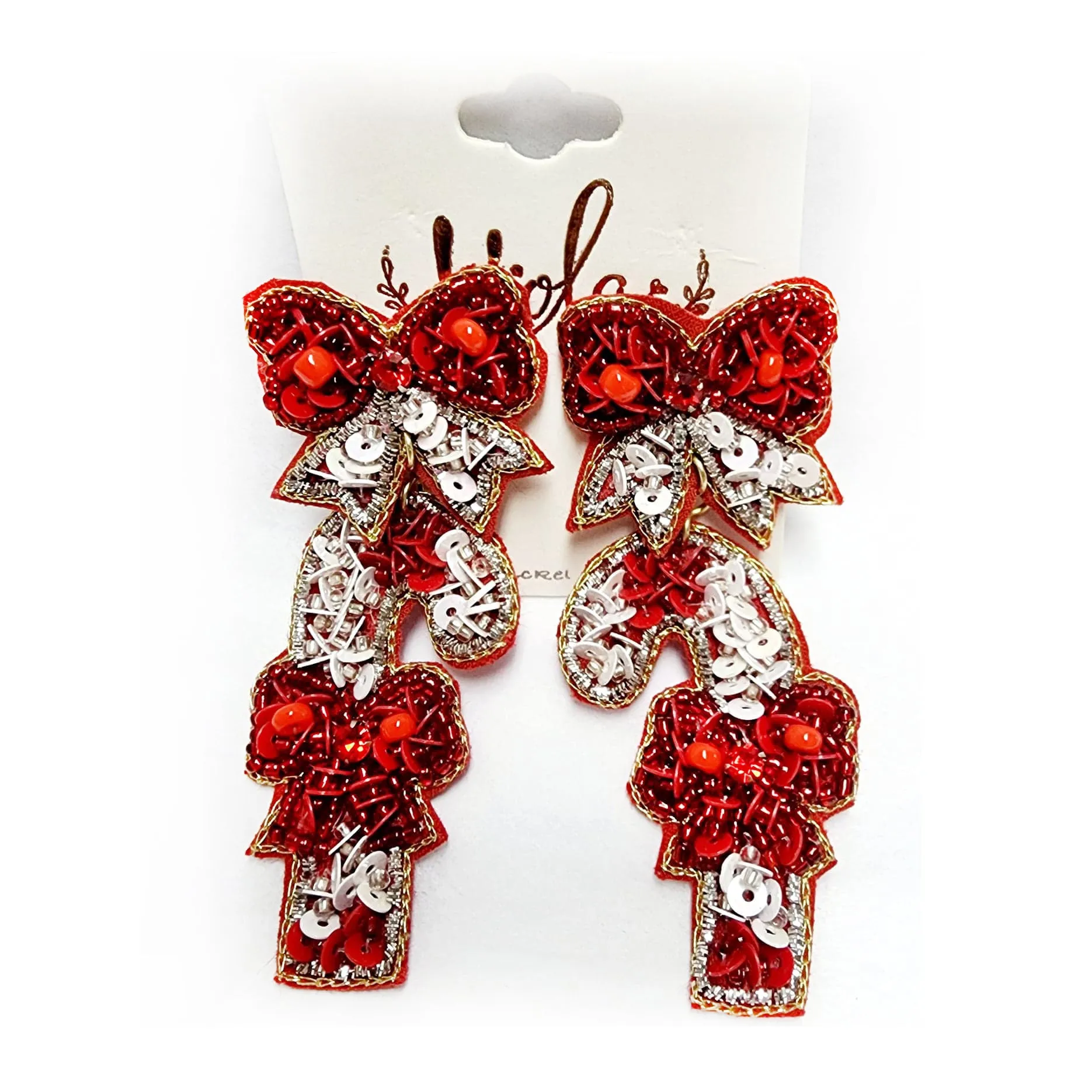Assorted Hand Beaded Christmas Earrings - Post