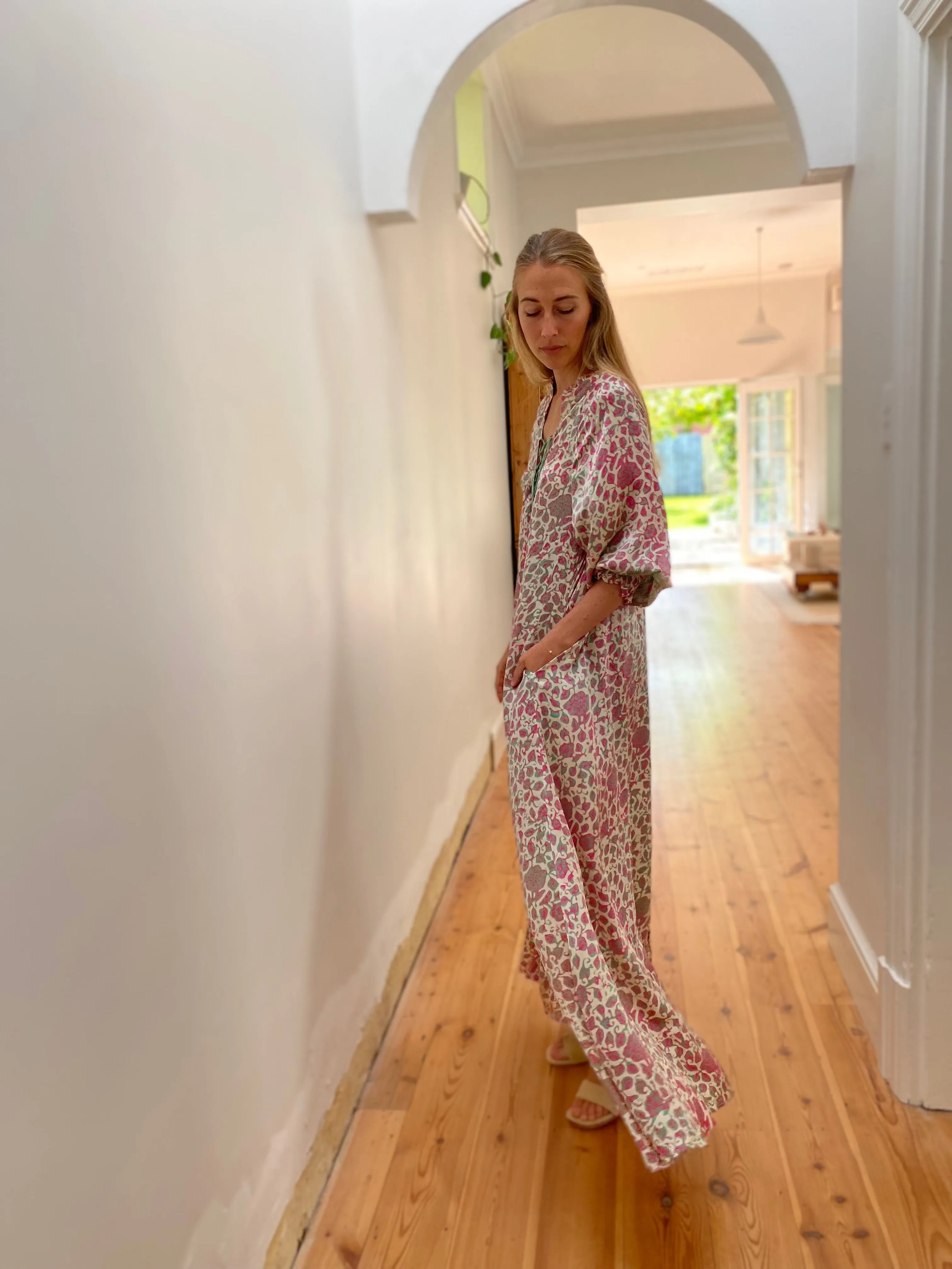 Azrou Silk Dress - Morning Light