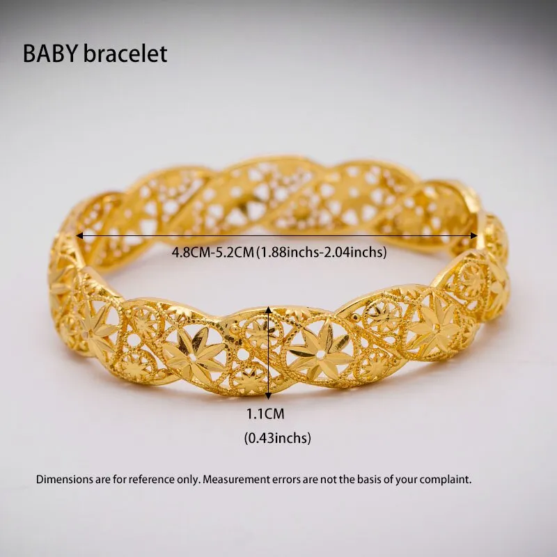Baby Bangles Gold Color Arab Flower  Bangle for 4-9 years Baby Kids Children Middle Eastern Gifts