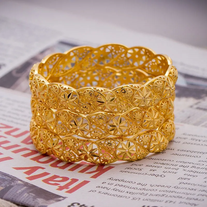 Baby Bangles Gold Color Arab Flower  Bangle for 4-9 years Baby Kids Children Middle Eastern Gifts