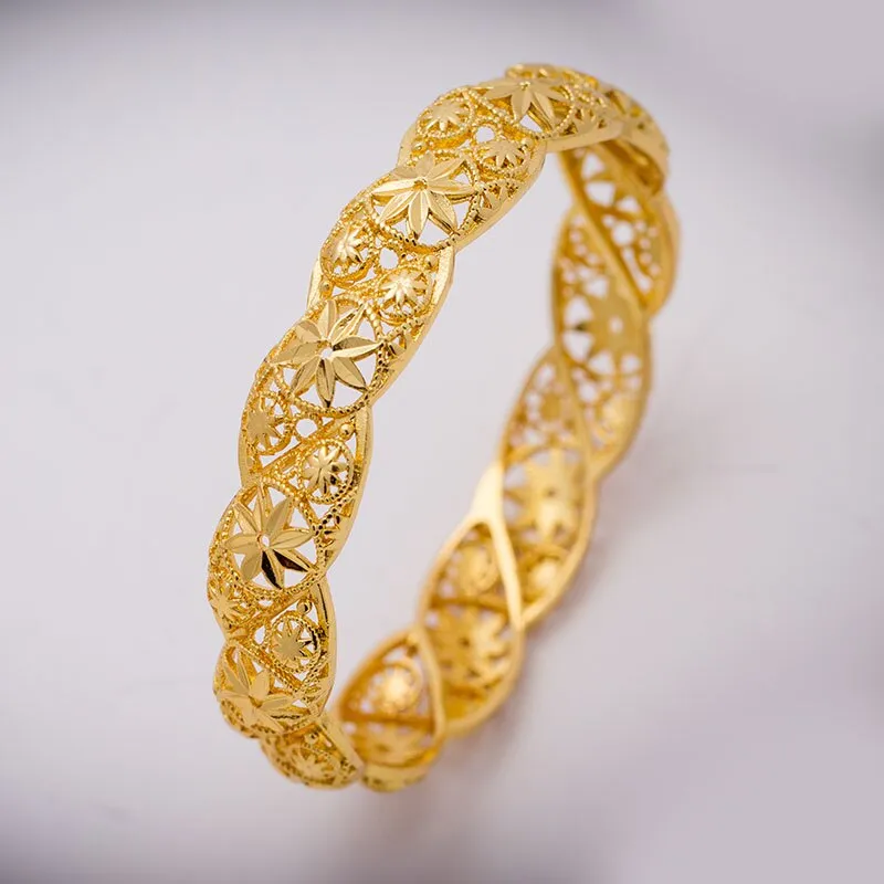 Baby Bangles Gold Color Arab Flower  Bangle for 4-9 years Baby Kids Children Middle Eastern Gifts