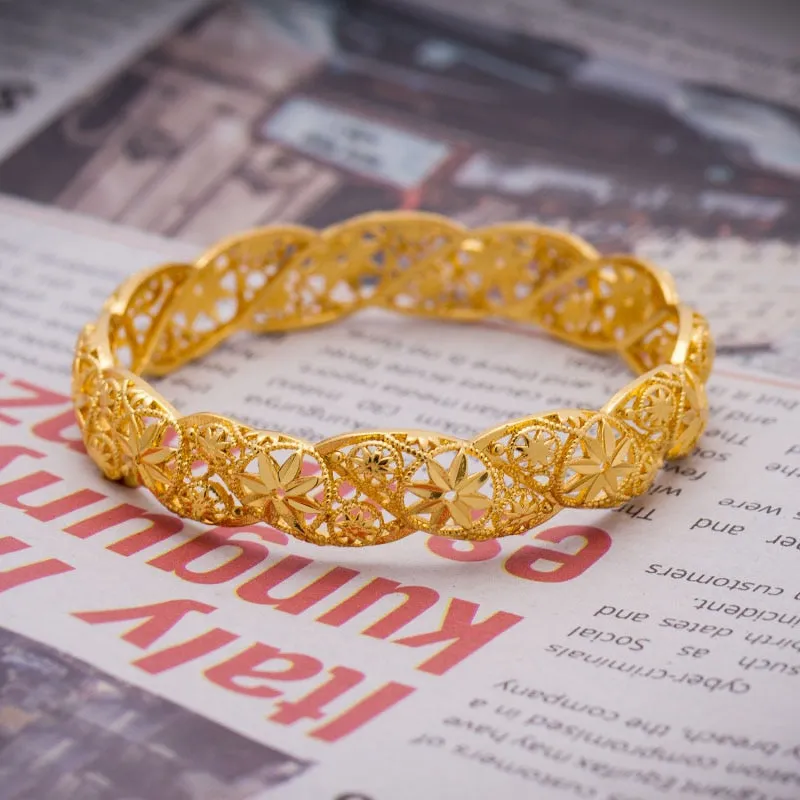 Baby Bangles Gold Color Arab Flower  Bangle for 4-9 years Baby Kids Children Middle Eastern Gifts