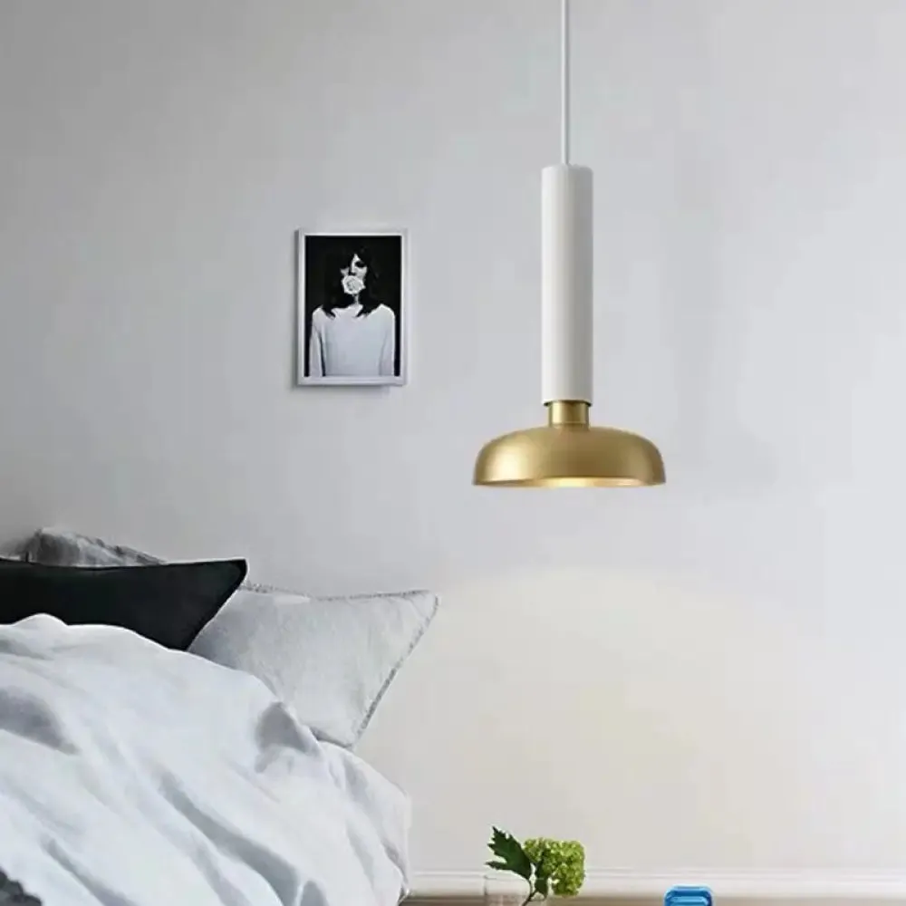 Barn Metal Pendant Light Kit - Minimalist White/Black Hanging Lamp for Bedside