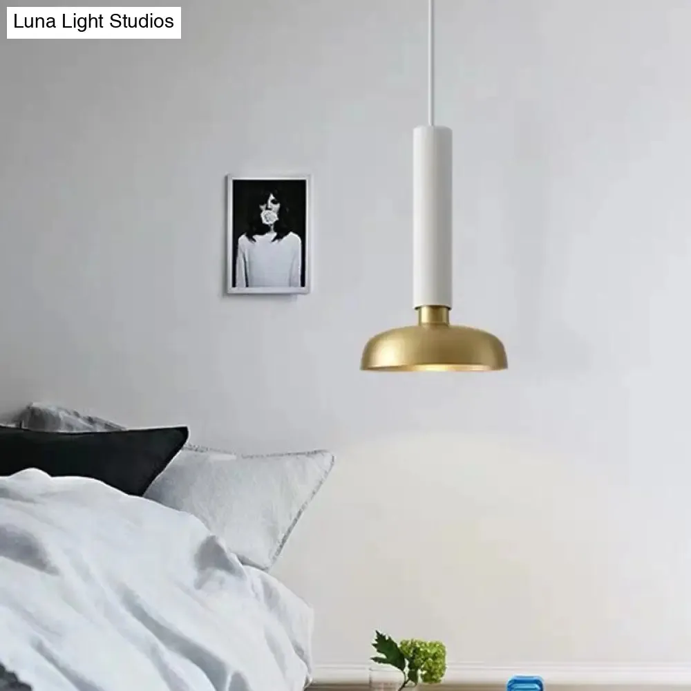 Barn Metal Pendant Light Kit - Minimalist White/Black Hanging Lamp for Bedside