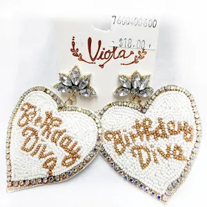 Beaded Birthday Diva Earrings - Post