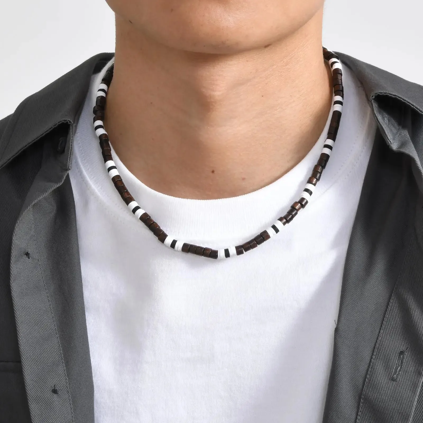 Beaded Necklace for Men,Handmade Men Beaded Choker Necklace for Boys