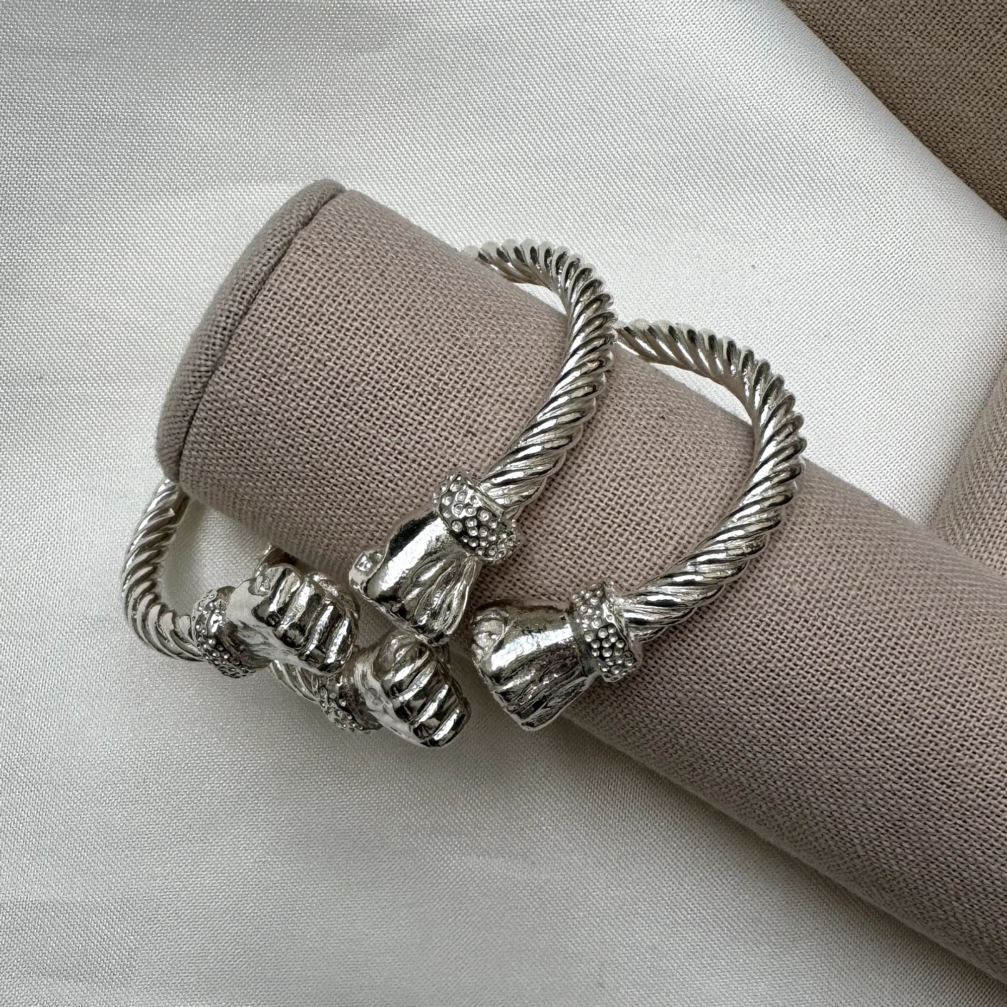 Better Jewelry Fist Ends Coiled Rope West Indian Bangle .925 Sterling Silver,1 piece