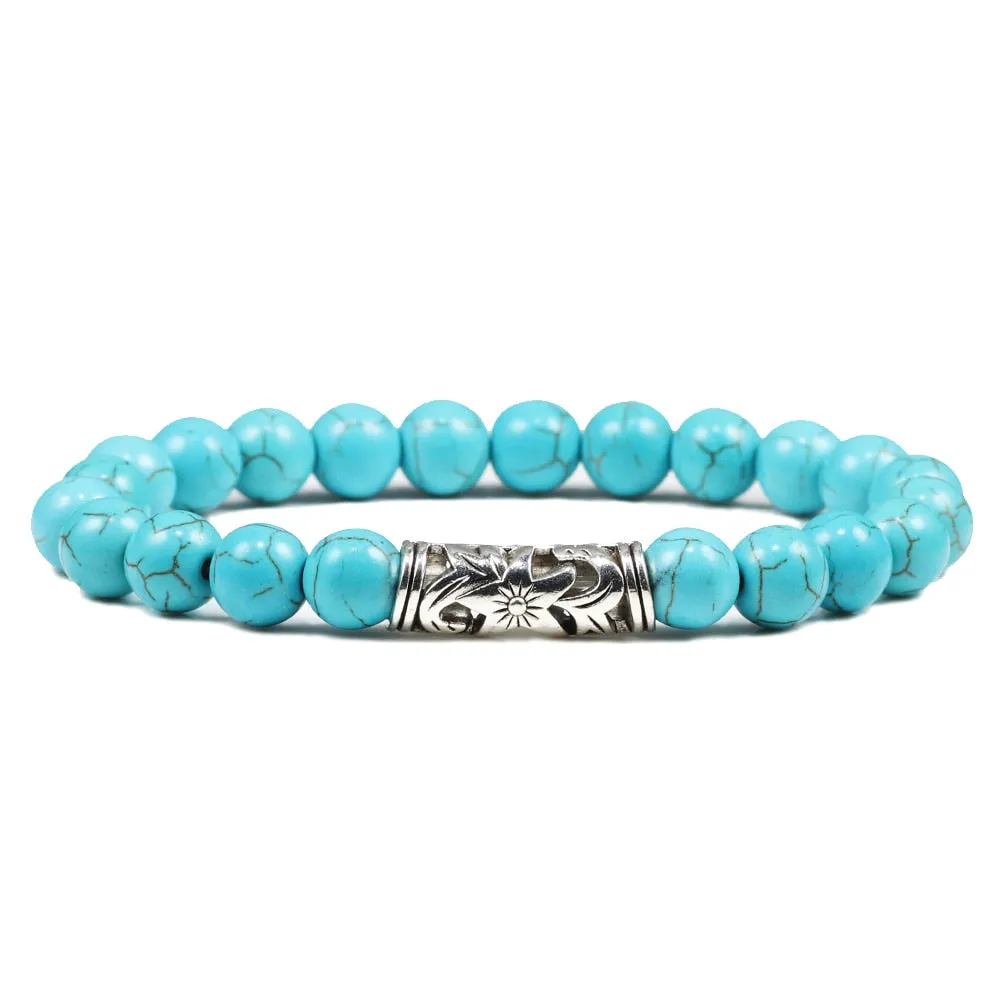 Black Lava Tiger Eye Weathered Stone Bracelets Bangles Classic Owl Beaded Natural Charm Bracelet for Women and Men Yoga Jewelry