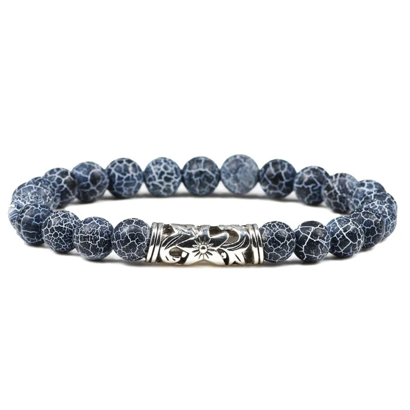 Black Lava Tiger Eye Weathered Stone Bracelets Bangles Classic Owl Beaded Natural Charm Bracelet for Women and Men Yoga Jewelry